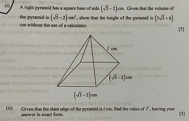 volume of a pyramid example problems